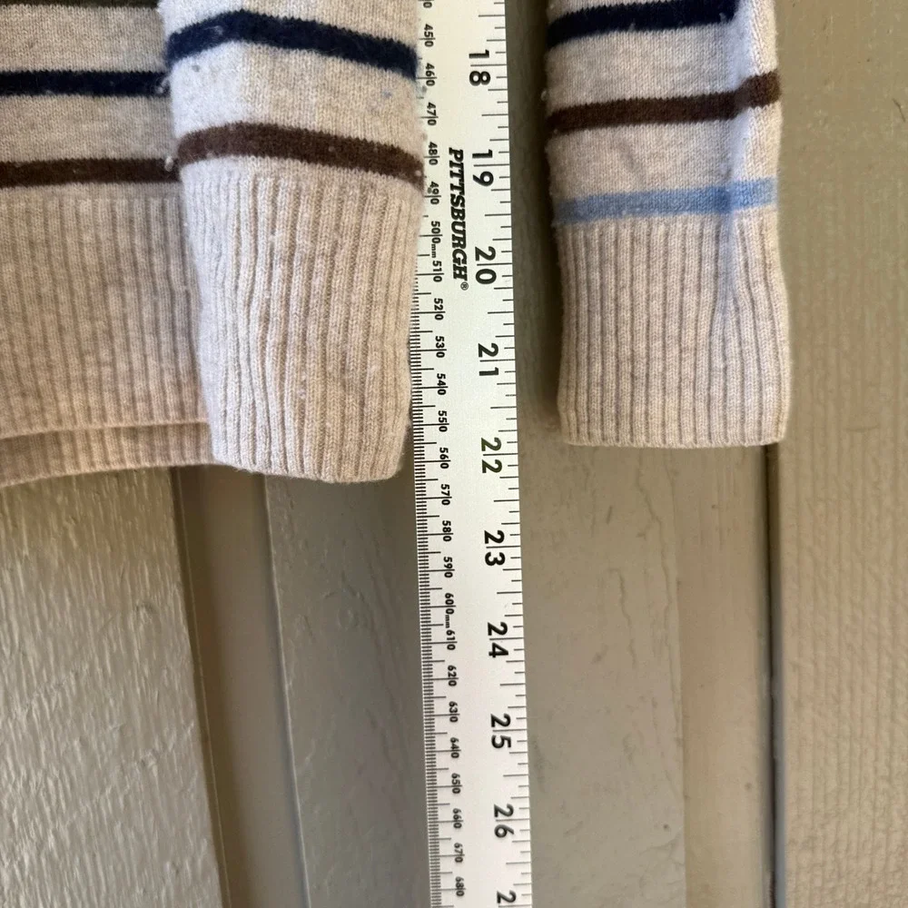 Crewcuts Striped Cashmere Sweater Kids XL 12/14 Multi Color Crewneck Oatmeal